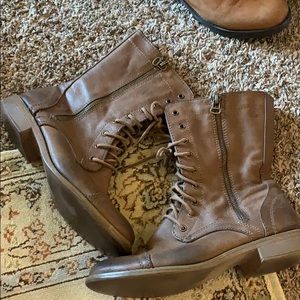 Brown combat boots